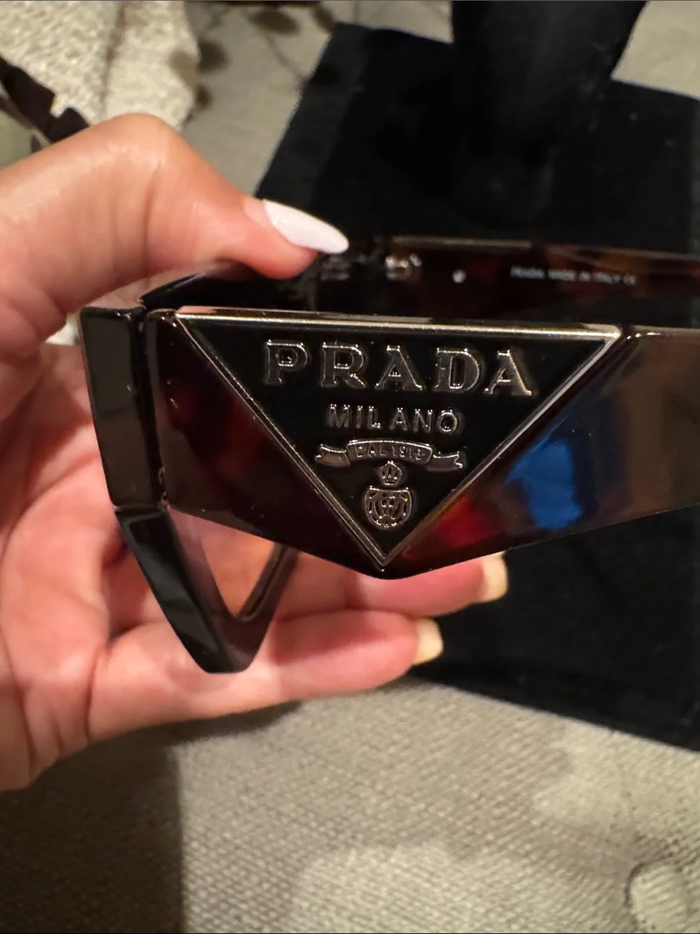 Prada Black Frame and Tortoise Arms Women's Sunglasses